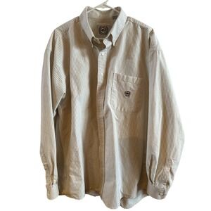 Cinch Western Tan CottonStriped Button Down Shirt Men's Size XXL Logo